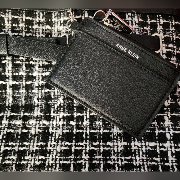 Annie Klein Black & White Tweed Handbag With Card Holder BENIFITS CHARITY - Picture 5 of 9